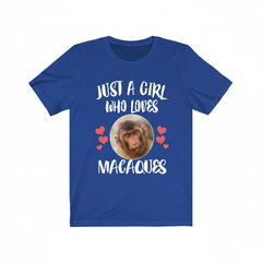 Just A Girl Who Loves Macaques Monkeys Shirt - macaque print design