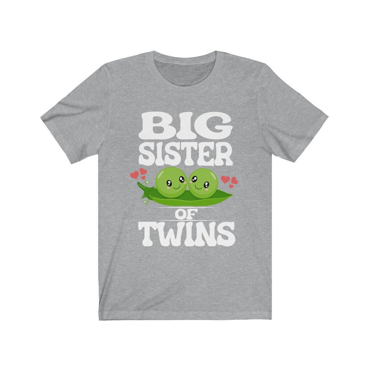 Big sister of twins two peas in a pod announcement tee for girl
