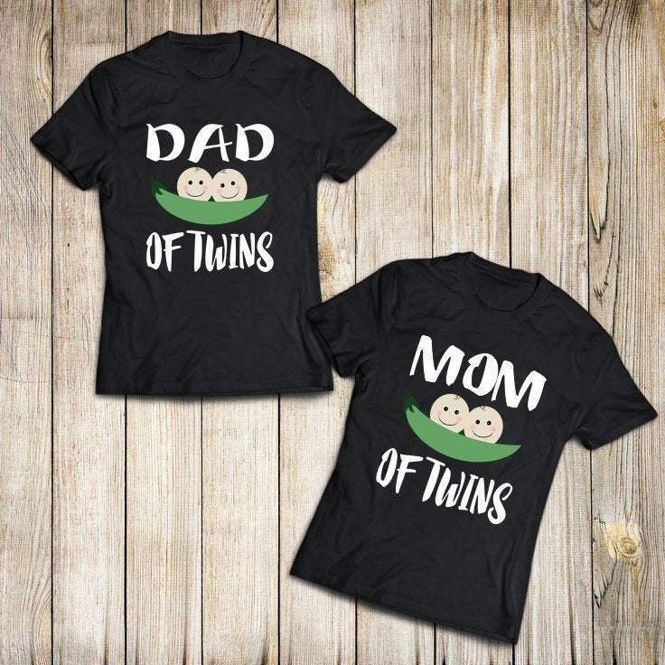 Mom Dad Of Twins Shirt, Mom Of Twins Shirt, Dad Of Twins Shirt, Family Matching Gift T-Shirt Image 1