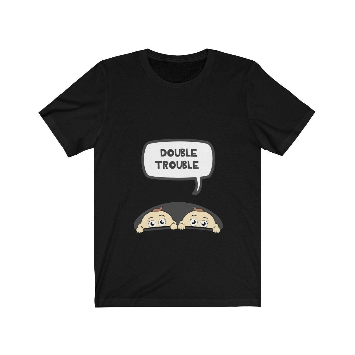 Double trouble mom of twins funny pregnancy announcement tee