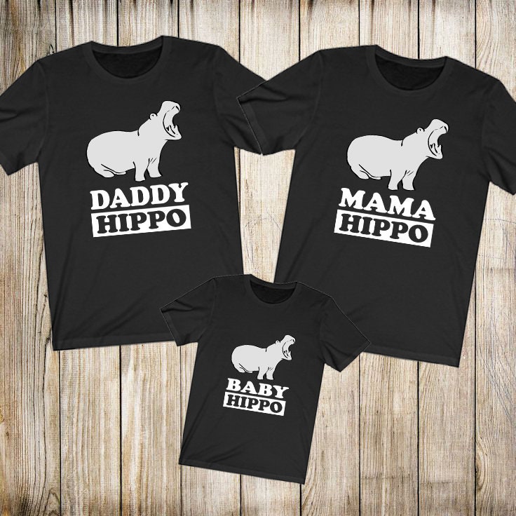 Hippo Family Matching T-Shirts - hippo family print design