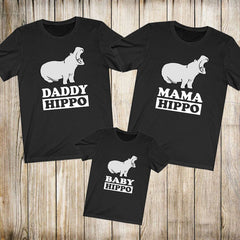 Hippo Family Matching T-Shirts - hippo family print design