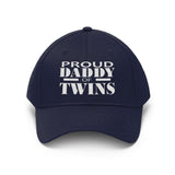 Proud Daddy Of Twins Hat, Dad of Twins Gift Unisex Twill Hat Image 1