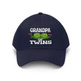 Grandpa Of Twins Peas Gift Unisex Twill Hat Image 1