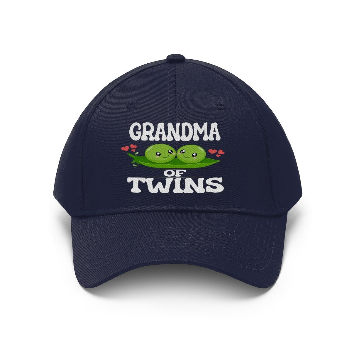 Grandma of twins embroidered peas in a pod twill hat