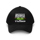 Promoted To Big Sister Of Twins Peas Gift Unisex Twill Hat Image 2