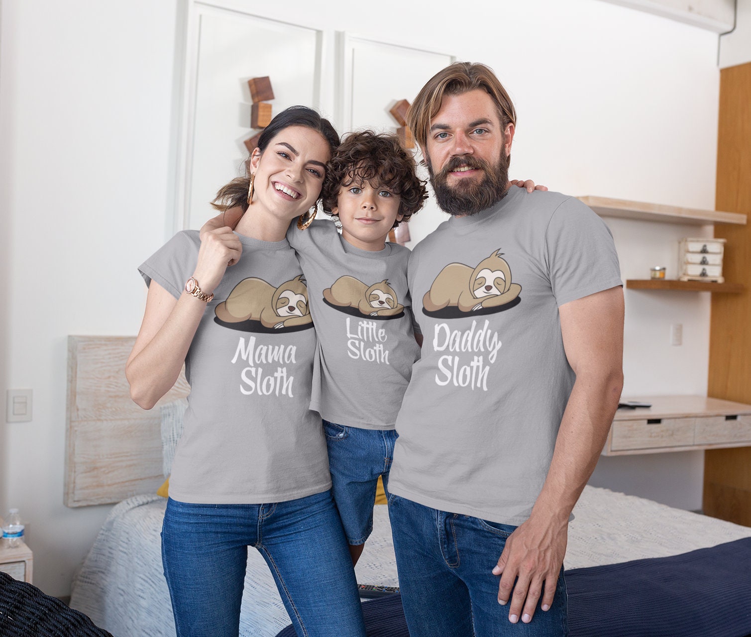 Sloth Family Matching Dad Mom Brother Sister Baby Animal Gift T-Shirts Image 1