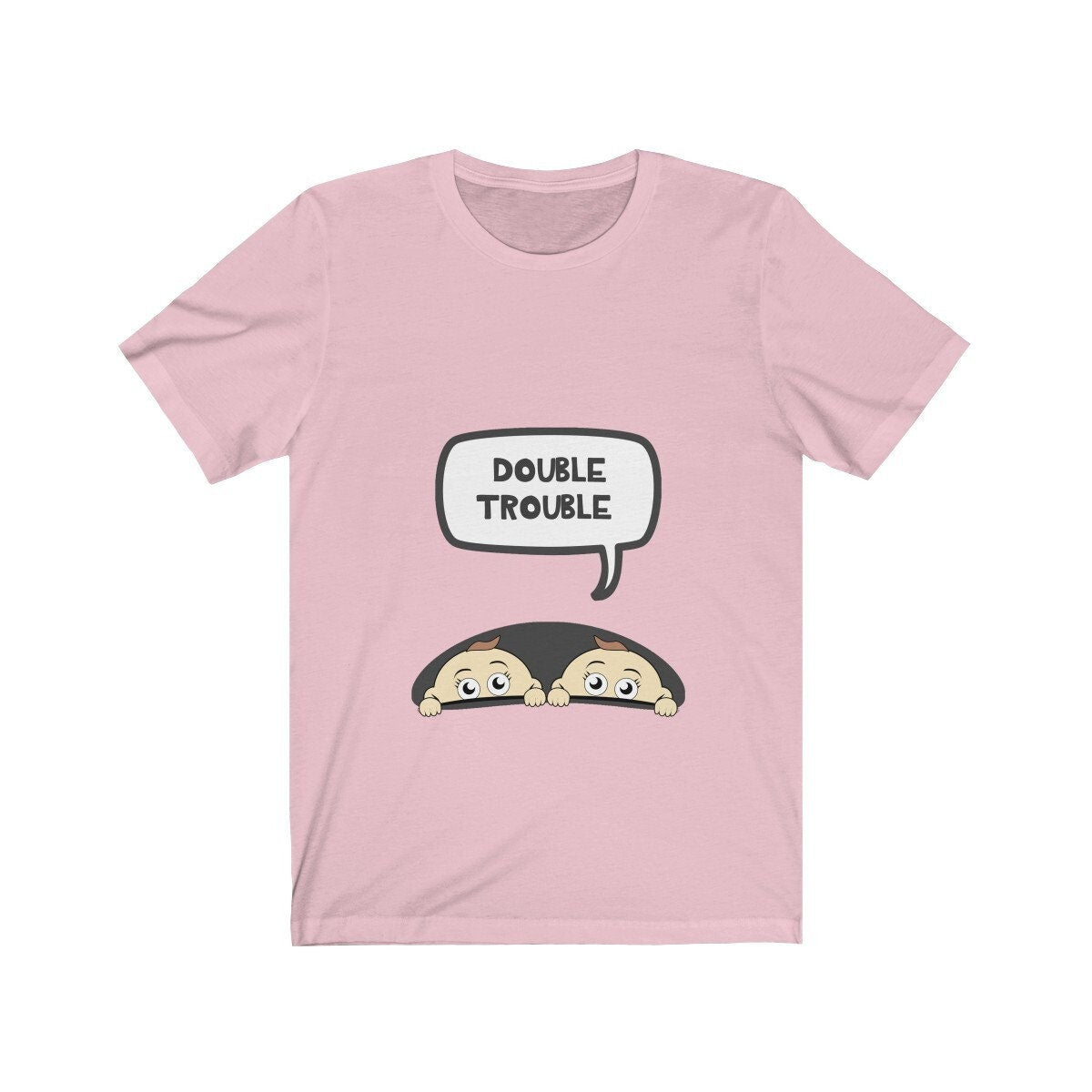 Double Trouble Mom Of Twins Shirt, Mom Of Twins Gift, Twins Mother Pregnancy Gift T-Shirt Image 1