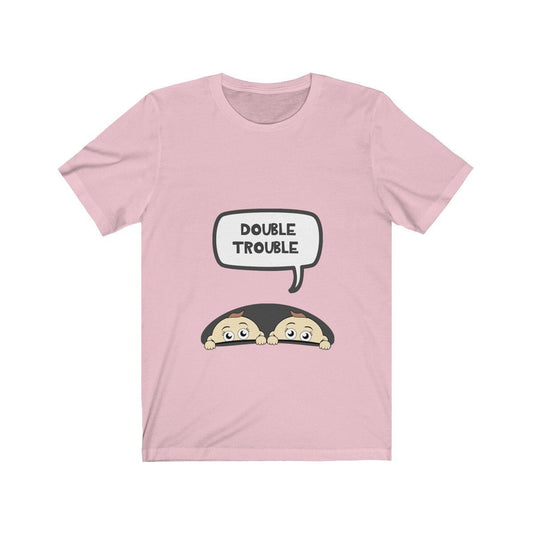Double trouble mom of twins funny pregnancy announcement tee