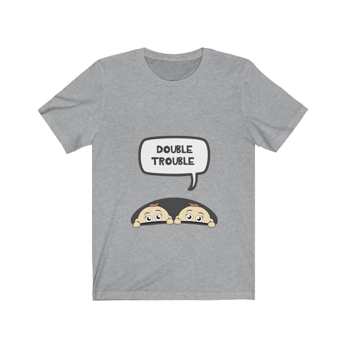 Double trouble mom of twins funny pregnancy announcement tee