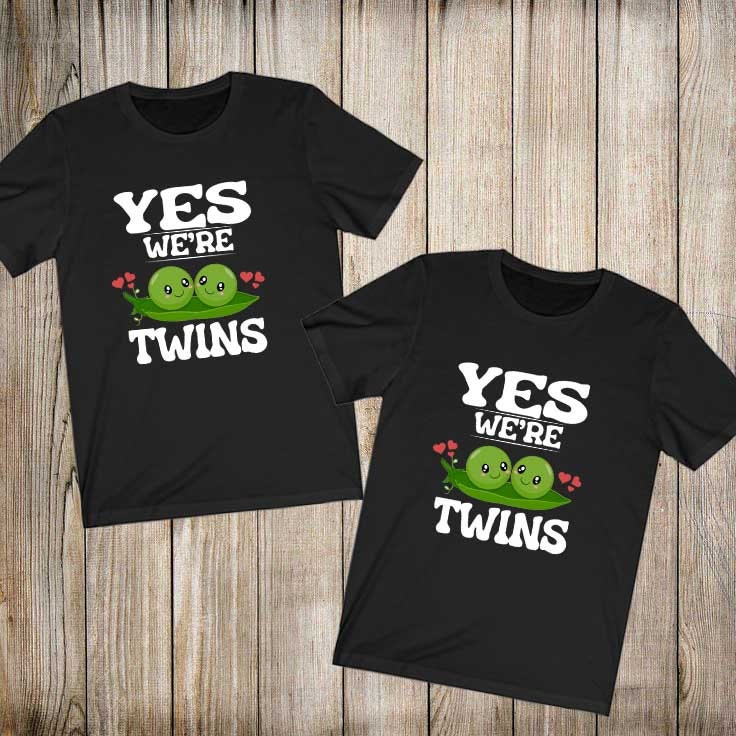 Yes We're Twins Brother Sister Family Matching Gift T-Shirt Image 1