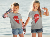 Sisters Girls Siblings Heart Adult Kids Twins Love Family Matching Gift T-Shirts Image 1