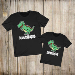 Mamasaurus babysaurus family matching dinosaur mom and baby tee