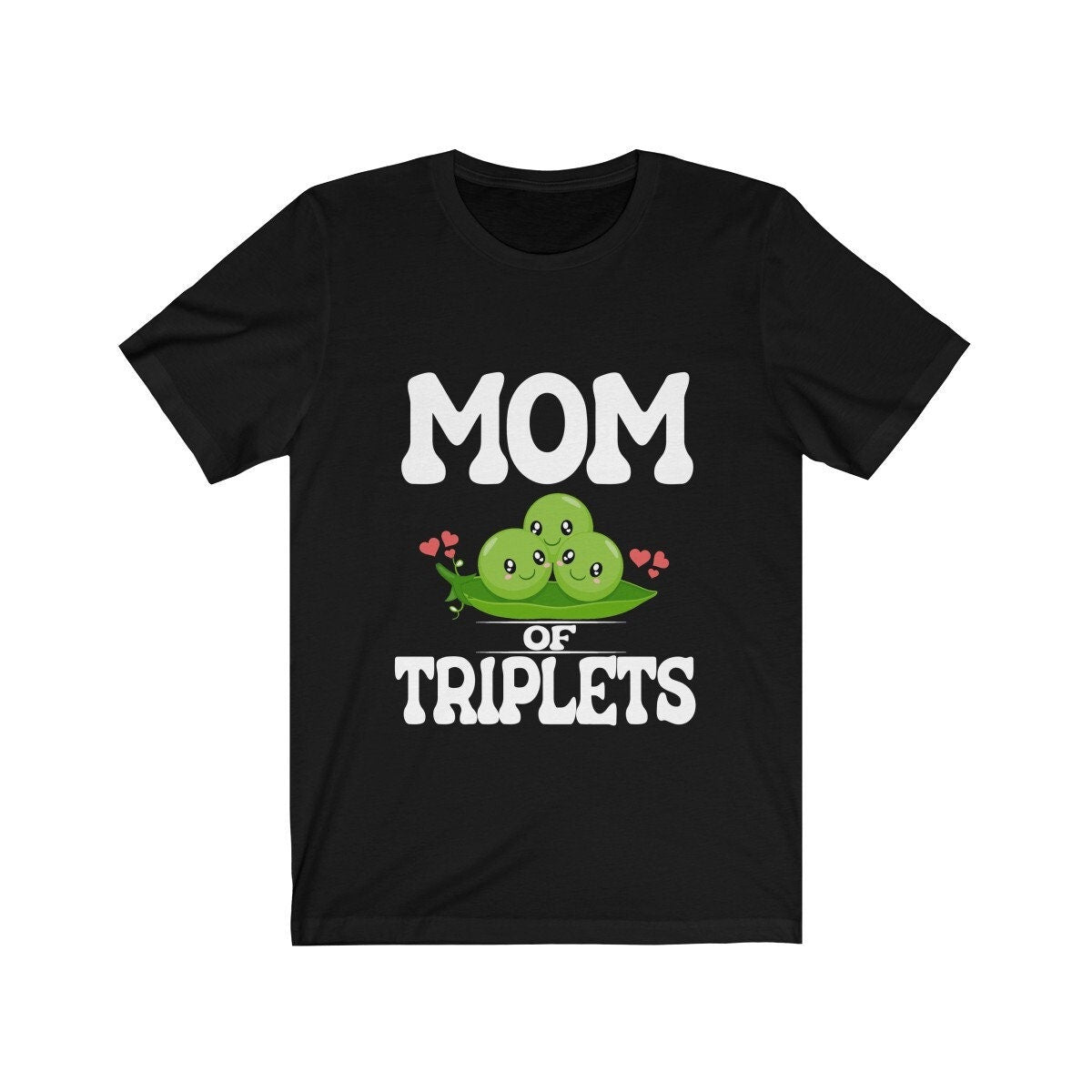 Mom of triplets three peas in a pod pregnancy announcement tee