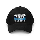 Awesome Men Make Twins Gift, Dad Of Twins Hat, Father Gift Unisex Twill Hat Image 2