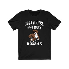 Just A Girl Who Loves Boxers Dogs Shirt - Boxer print design