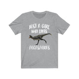 Just A Girl Who Loves Aucasaurus Dinosaur Shirt, Aucasaurus Shirt, Dinosaur Lover Shirt, Adult Toddler Infant Kids Gift T-Shirt Image 1