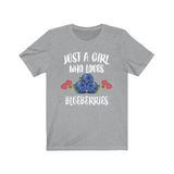 Just A Girl Who Loves Blueberries Shirt, Fruit Vegan Shirt, Blueberry Shirt, Adult Toddler Infant Kids Gift T-Shirt Image 1