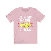 Just A Girl Who Loves Chicks Chicken Shirt, Chick Lover Gift, Birds Birding Animal Adult Toddler Infant Kids Gift T-Shirt Image 1