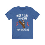 Just A Girl Who Loves Downy Woodpeckers Shirt, Birds Birding Shirt, Downy Woodpecker Shirt, Animals Adult Toddler Infant Kids Gift T-Shirt Image 4