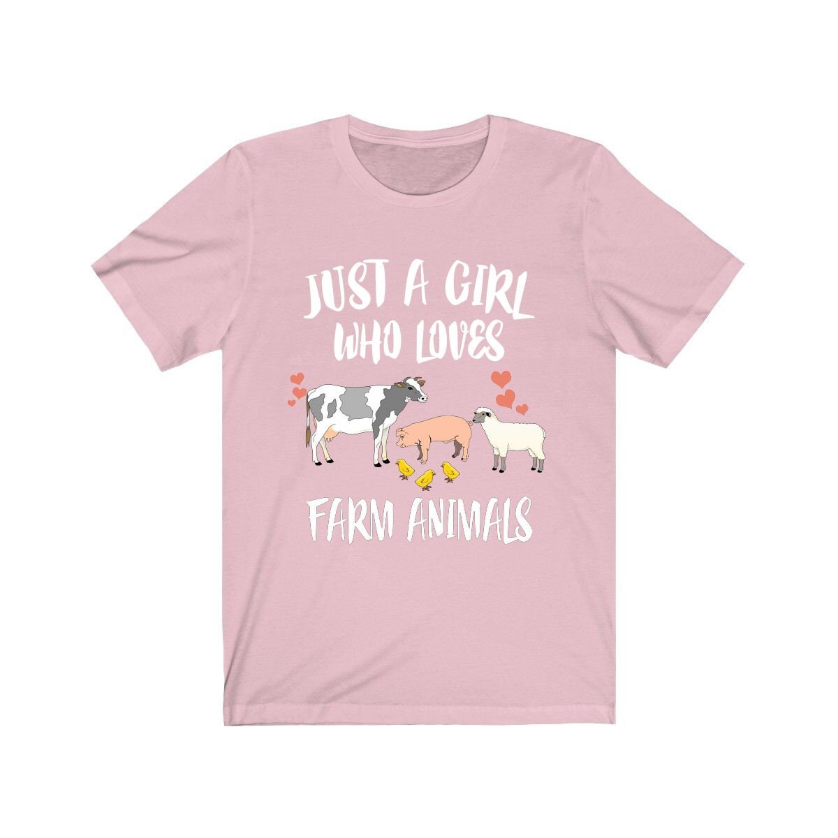 Just A Girl Who Loves Farm Animals Cow Pig Chicken Sheep Animal Lover Adult Toddler Infant Kids Gift T-Shirt Image 2
