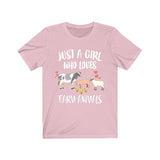 Just A Girl Who Loves Farm Animals Cow Pig Chicken Sheep Animal Lover Adult Toddler Infant Kids Gift T-Shirt Image 2
