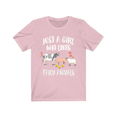 Just A Girl Who Loves Farm Animals Cow Pig Chicken Sheep Animal Lover Adult Toddler Infant Kids Gift T-Shirt Image 2