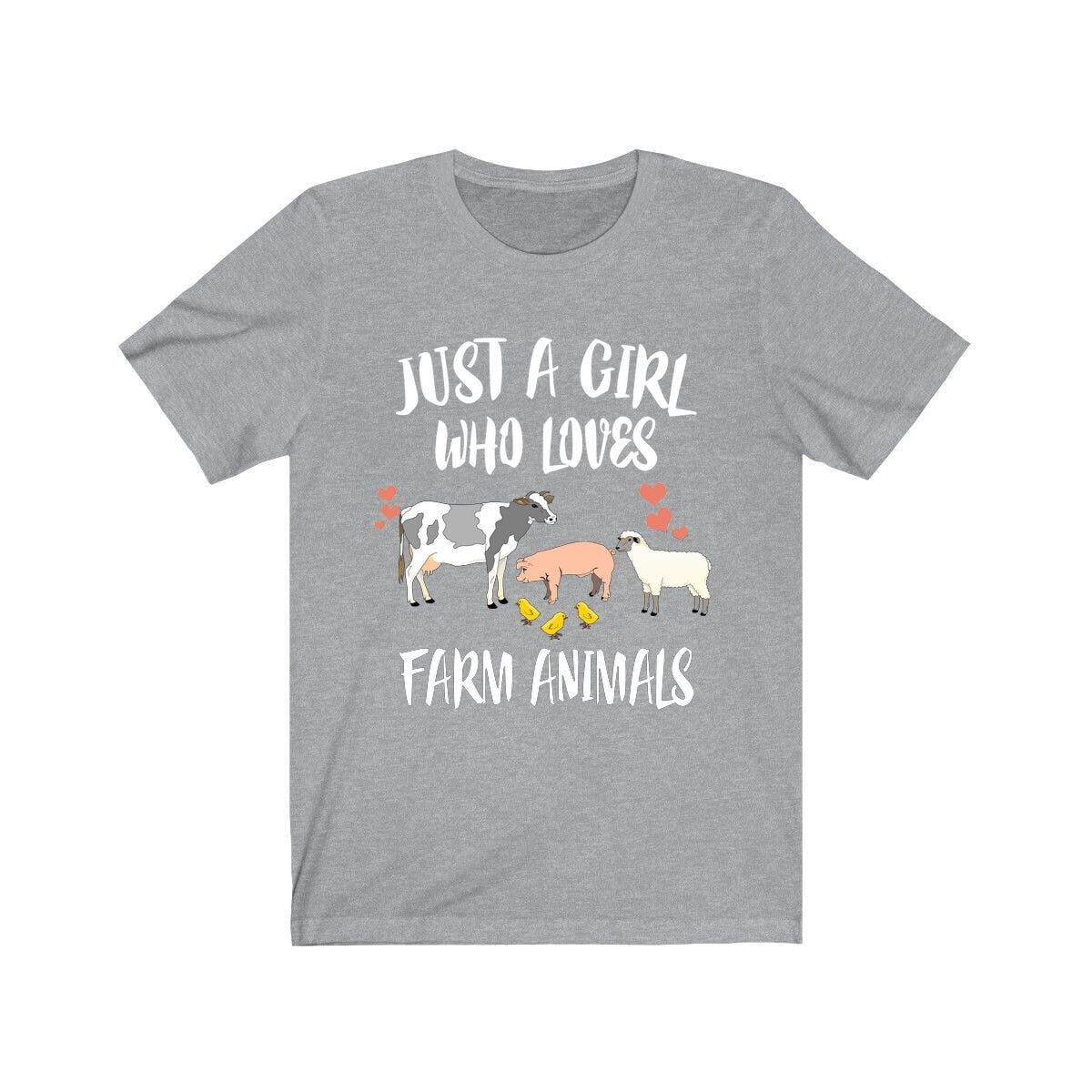 Just A Girl Who Loves Farm Animals Cow Pig Chicken Sheep Animal Lover Adult Toddler Infant Kids Gift T-Shirt Image 3