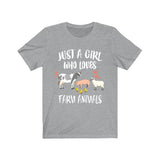 Just A Girl Who Loves Farm Animals Cow Pig Chicken Sheep Animal Lover Adult Toddler Infant Kids Gift T-Shirt Image 3