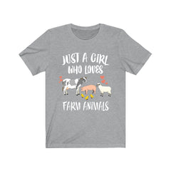Just A Girl Who Loves Farm Animals Cow Pig Chicken Sheep Animal Lover Adult Toddler Infant Kids Gift T-Shirt Image 3