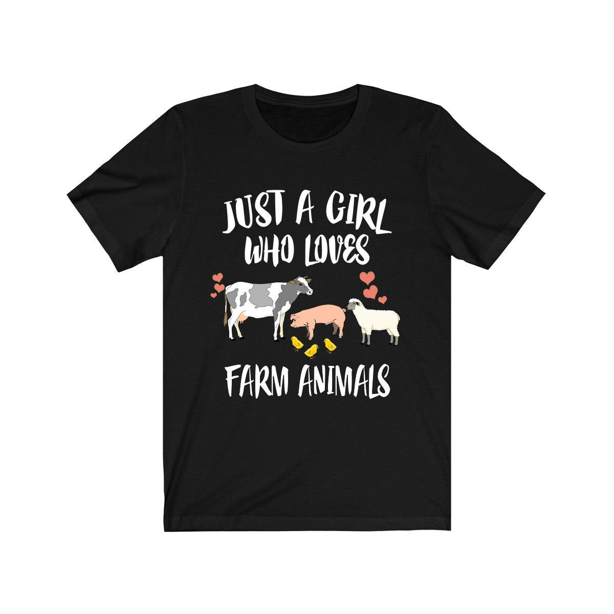 Just A Girl Who Loves Farm Animals Cow Pig Chicken Sheep Animal Lover Adult Toddler Infant Kids Gift T-Shirt Image 1