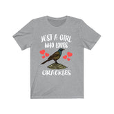 Just A Girl Who Loves Grackles Shirt, Birds Birding Shirt, Grackle Lover Shirt, Animal Lover Adult Toddler Infant Kids Gift T-Shirt Image 1