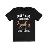 Just A Girl Who Loves Great Danes Shirt, Dog Lover Shirt, Great Dane Shirt, Animal Lover Adult Toddler Infant Kids Gift T-Shirt Image 1
