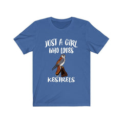 Just a girl who loves kestrels small hovering falcon raptor tee