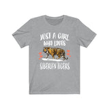 Just A Girl Who Loves Siberian Tigers Shirt, Tiger Lover Shirt, Tiger Gift, Animal Lover Adult Toddler Infant Kids Gift T-Shirt Image 1
