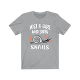 Just A Girl Who Loves Snails Shirt, Snail Lover Shirt, Snail Gift, Animal Lover Adult Toddler Infant Kids Gift T-Shirt Image 4