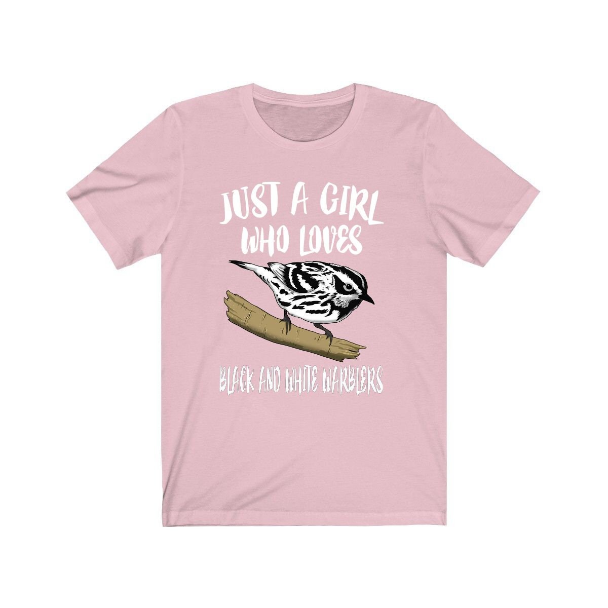 Just a girl who loves black white warblers zebra-striped songbird tee