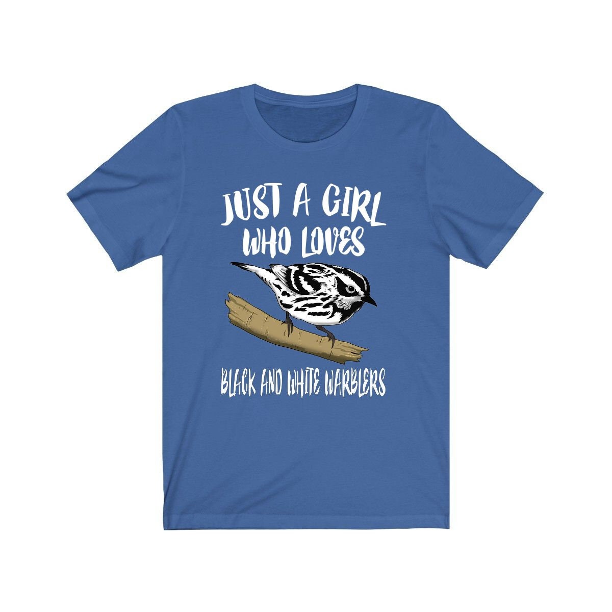Just a girl who loves black white warblers zebra-striped songbird tee