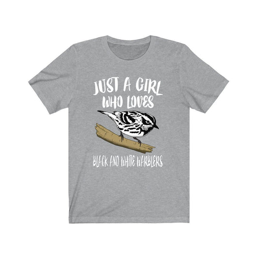 Just a girl who loves black white warblers zebra-striped songbird tee