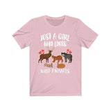 Just A Girl Who Loves Wild Animals Wolf Fox Deer Squirrel Animal Lover Adult Toddler Infant Kids Gift T-Shirt Image 3