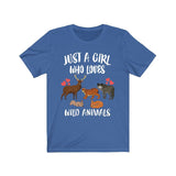 Just A Girl Who Loves Wild Animals Wolf Fox Deer Squirrel Animal Lover Adult Toddler Infant Kids Gift T-Shirt Image 4