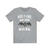 Just A Girl Who Loves Bats Shirt, Bat Lover Gift, Bat Shirt, Animal Lover Adult Toddler Infant Kids Gift T-Shirt Image 1