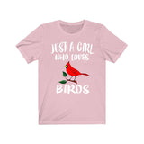 Just A Girl Who Loves Birds Shirt, Birding Shirt, Cardinal Bird T-Shirt, Animal Lover Adult Toddler Infant Kids Gift T-Shirt Image 2