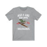 Just A Girl Who Loves Mockingbirds Shirt, Mockingbird Lover Shirt, Bird Lover Gift, Animal Shirt, Adult Toddler Infant Kids Gift T-Shirt Image 1