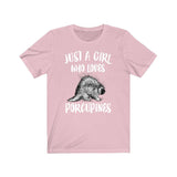 Just A Girl Who Loves Porcupines Shirt, Porcupine Lover Shirt, Porcupine Gift, Animal Lover Shirt, Adult Toddler Infant Kids Gift T-Shirt Image 3