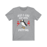 Just A Girl Who Loves Puffins Birds Shirt, Puffins Lover Shirt, Puffin Lover Gift, Animal Shirt, Adult Toddler Infant Kids Gift T-Shirt Image 1