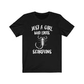 Just A Girl Who Loves Scorpions Shirt, Scorpion Lover Shirt, Scorpion Lover Gift, Animal Lover Shirt, Adult Toddler Infant Kids Gift T-Shirt Image 1