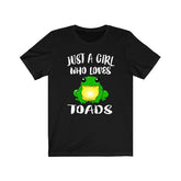 Just A Girl Who Loves Toads Frogs Shirt, Toad Lover Shirt, Frog Shirt, Animal Lover Shirt, Adult Toddler Infant Kids Gift T-Shirt Image 1