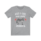 Just A Girl Who Loves Zebras Shirt, Zebra Lover Shirt, Zebra Lover Gift, Zebra Tee, Zebra Shirt, Animal Adult Toddler Kids T-Shirt Image 2