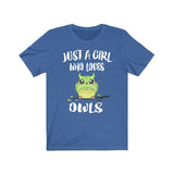 Just A Girl Who Loves Owls Birds Shirt, Owl Lover Shirt, Owl Lover Gift, Birding Tee, Animal Adult Toddler Kids T-Shirt Image 3